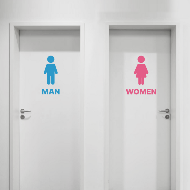 토토만물 화장실 표시 표지판 안내 안내판 스티커 남녀화장실 남자화장실 여자화장실 시트지컷팅, 파랑+분홍
