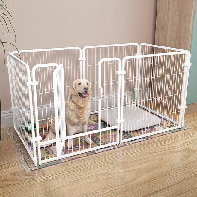 강아지 펜스 울타리 자유조합 가정용 배변훈련 격리 철제 케이지 중대형견, 1개, 흰색