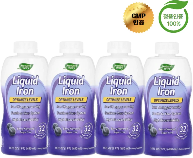 2+2 네이처스 웨이 액상 철분 베리 480ml, 4개 - 쿠팡