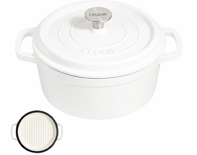 리큅 인덕션 더치오븐 무쇠냄비 LPI-22, 22cm, 화이트, 1개