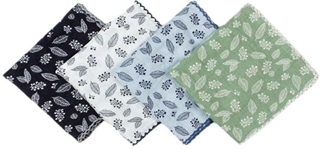 마리엔느 나뭇잎 열매 핀코트 레이스 면 손수건 스카프