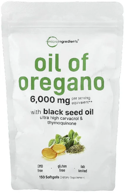 마이크로인그리디언츠 오레가노 오일 6000mg Oil of Oregano 소프트젤 150정, 1 - 쿠팡