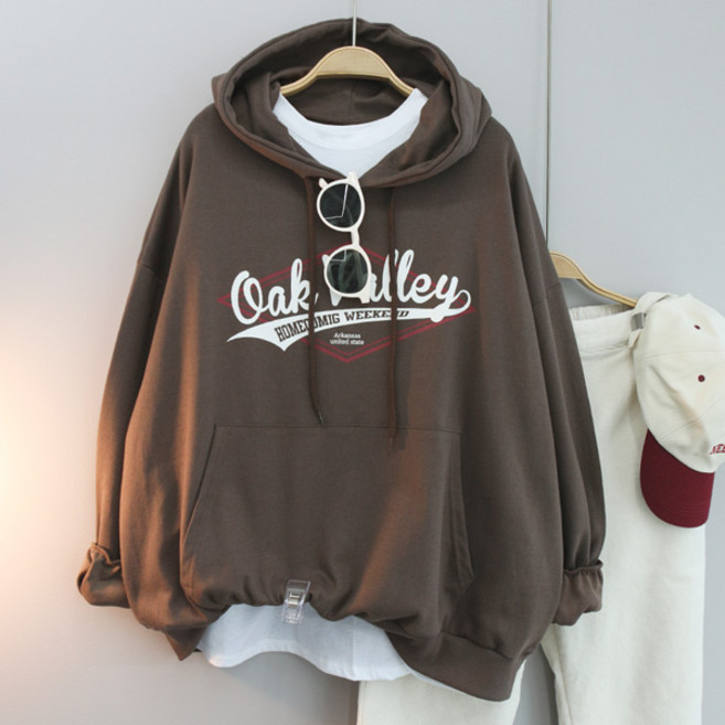 달콩 여성 빅사이즈 봄신상 오크레터링오버핏후드맨투맨