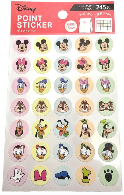 디즈니 원형 포인트 스티커 미키와프렌즈, 1세트