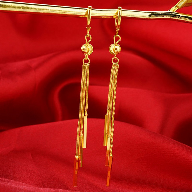 라오농 베트남 사금 롱 귀걸이 여자 고리 귀걸이 귀걸이 양동 액세서리 유행 날씬 꽃 액세서리+ktt09x금도금