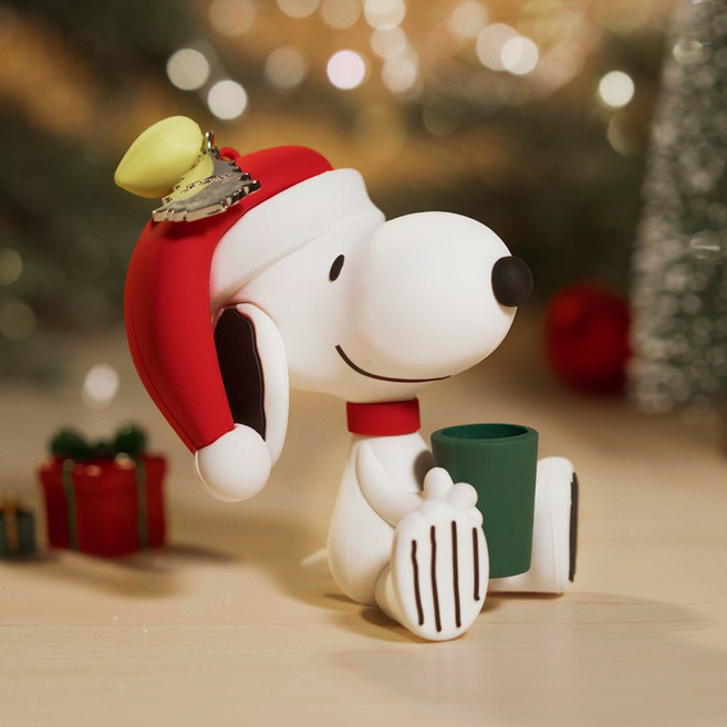 [피너츠 공식 콜라보] 팟 스누피 피규어 크리스마스 오너먼트 키링, 1개, 상세페이지 참조