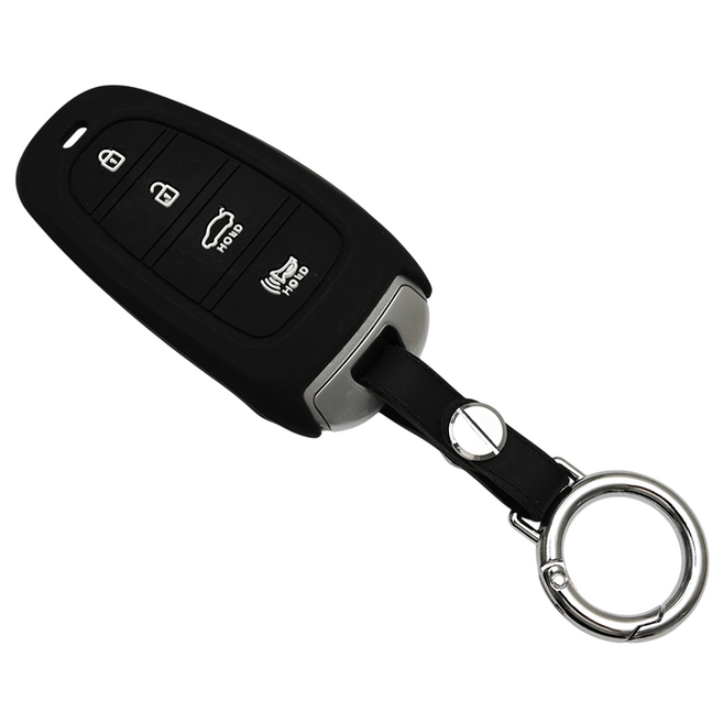 현대 넥쏘 더뉴 그랜저 소나타 DN8 호환 자동차 실리콘 스마트키 차키 케이스 키홀더, 4버튼_S39_SS1, 블랙