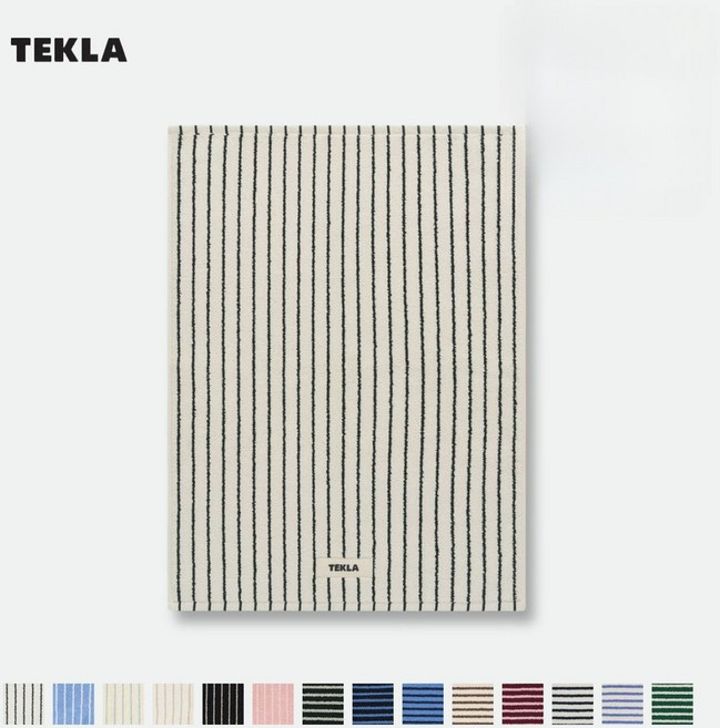 테클라 TEKLA 배스매트 발매트 스트라이프 보더 북유럽 70x50cm, 레드 로즈