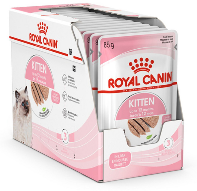 로얄캐닌 파우치 로프 키튼 85g x12개 으깬타입 습식사료 고양이파우치, 12개