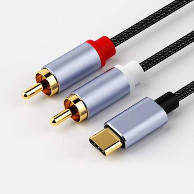 ABWH_USB C - 2RCA 오디오 케이블 어댑터 유형-C - 듀얼 RCA 1M, 1개, 한개옵션0