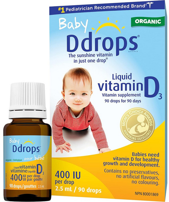 Ddrops 유아 비타민D 드롭스 400IU 액상 베이비 비타민D 2.5ml 3병, 3개