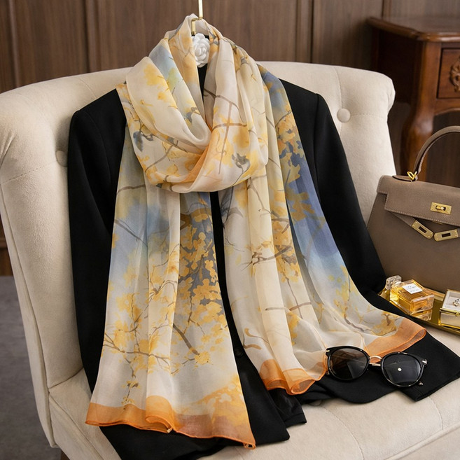 명품 스카프 스타일 롱스카프 사계절 봄 가을 고급스러운 데일리 여행 모임 목도리 / 네이처 롱 스카프