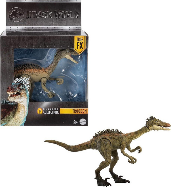 Mattel 쥬라기 월드 해먼드 컬렉션 공룡 액션 피규어 장난감 트루돈 종 프리미엄 영화 디자인 유리 눈 및 14포인트 관절, Troodon