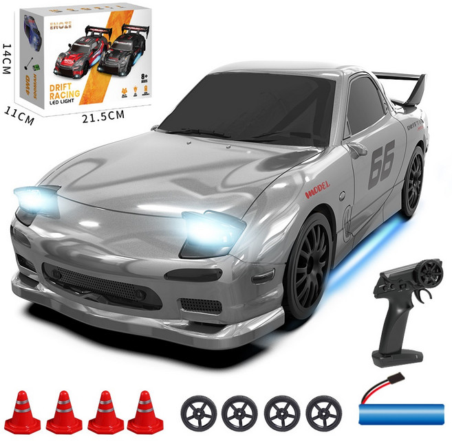 Hanika 1:24 무선조종 드리프트 레이싱 RC카, 1개, 은색