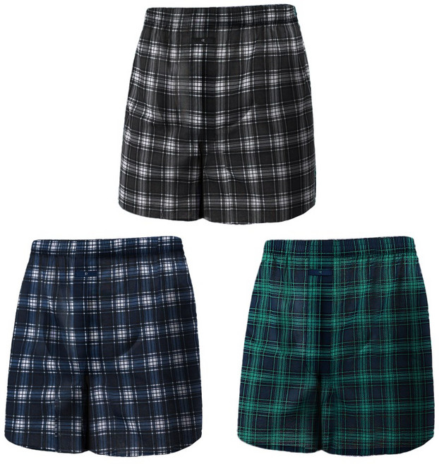 제임스딘 남성용 소프트 순면 체크 트렁크팬티 3종세트