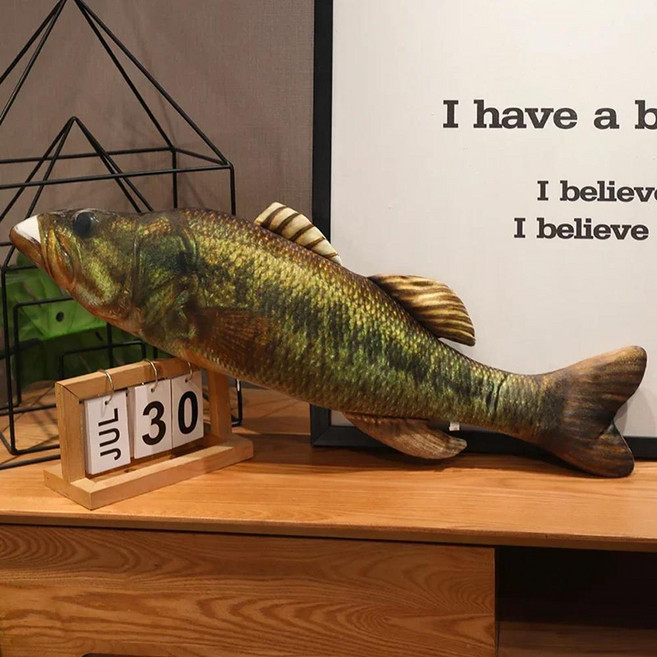 현실적인 물고기 플러시 박제 동물 베개 편안한 수면 포옹 성인 홈 자동차 장식 인형, 40cm, Lu Yu, 1개