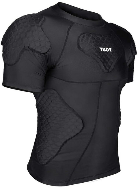 TUOY 남성용 패딩 압축 셔츠 보호 립 가슴 보호대 축구 페인트볼 야구용 450675, XXLarge