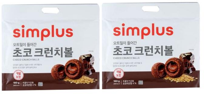 오트밀이 들어간 초코 크런치볼, 2개, 180g