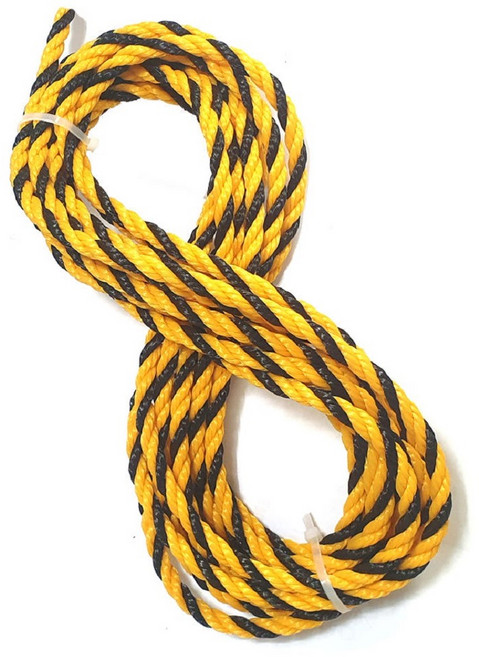 표식로프 10미터 절단 낱개 소량 안전로프 타이거로프 작업현장 접근금지 주의 8~12미리, 검정/노랑, 1세트