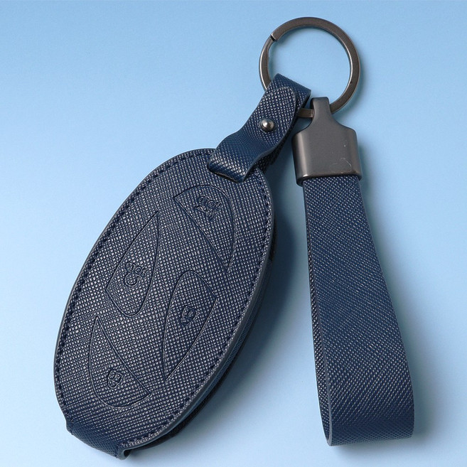 (무료각인+스트랩)디아나마스 키케이스 코나 투싼 아반떼 싼타페 그랜저GN7 아이오닉 가죽 키홀더 키링, 현대G(5버튼/금속컬러 실버), 타이탄네이비