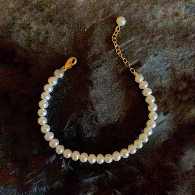 besteffie 여성 진주 팔찌 우아한 디자인 금속 체인 장식 담수진주 체인 팔찌 K87