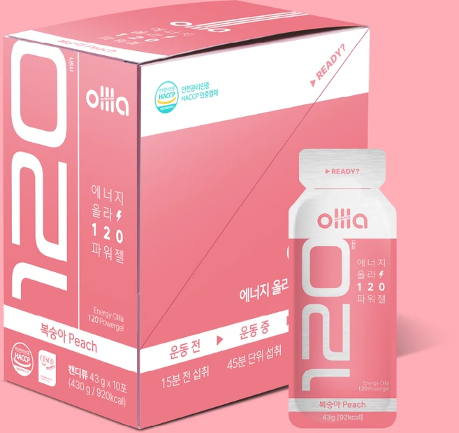 올라 120 스포츠 에너지젤 파워젤 복숭아맛, 1개, 430g - 쿠팡