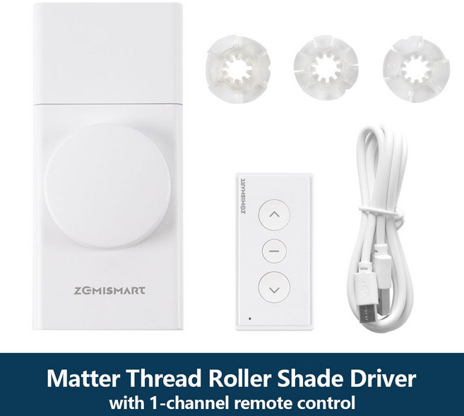 스마트 커텐 블라인드 쉐이드 Zemismart Matter 오버 스레드 커튼 롤러 모터 배터리 내장 38mm 튜브 홈킷 구글 홈 앱 제어, 2) Motor with R6
