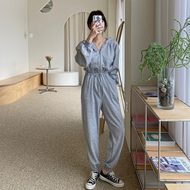 토마토팩토리 여성용 플레인 후드 점프수트