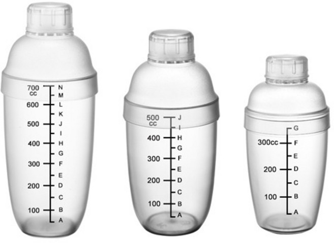 PC 투명 눈금 칵테일 쉐이커 바용품 믹싱틴, 쉐이커 700ml, 1개