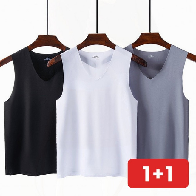 남성나시 V넥 심리스 런닝 무봉제 이너 속옷 여름 민소매