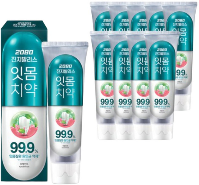 잇몸 치약 잇치 치주염 불소함유 편도결석 잇몸 고름 허벌민트향 치약 150g 10개