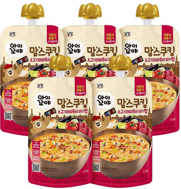 맘스쿠킹 유아 이유식(15개월~) 소고기라따뚜이, 140g, 5개, 소고기 라따두이 - 쿠팡