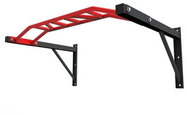Fitek 多握距單槓／多握把專業單槓／多角度單槓／引體向上器 適用TRX、彈力帶、倒吊鞋, 黑色/紅色