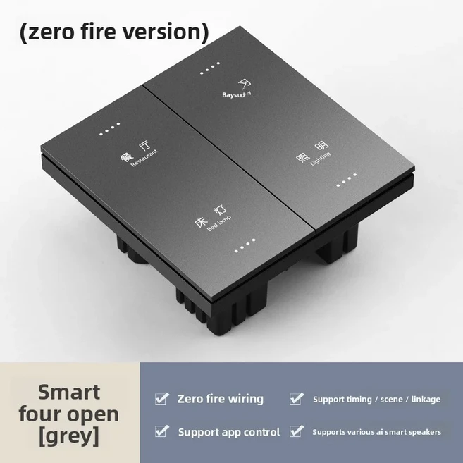 Tuya Zigbee 스마트 스위치 음성 제어 조명 패널 스마트 홈 호텔 룸 자동화 용 조명 시스템 무선 터치 스위, 01 빠른, 02 Four-way switch