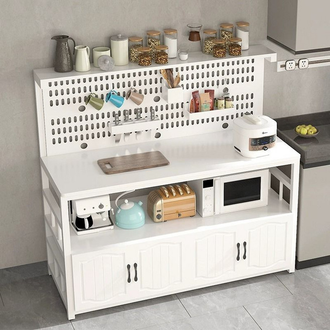 주방수납장 작업대 전자렌지밥솥수납장 정수기선반, 4단, 화이트