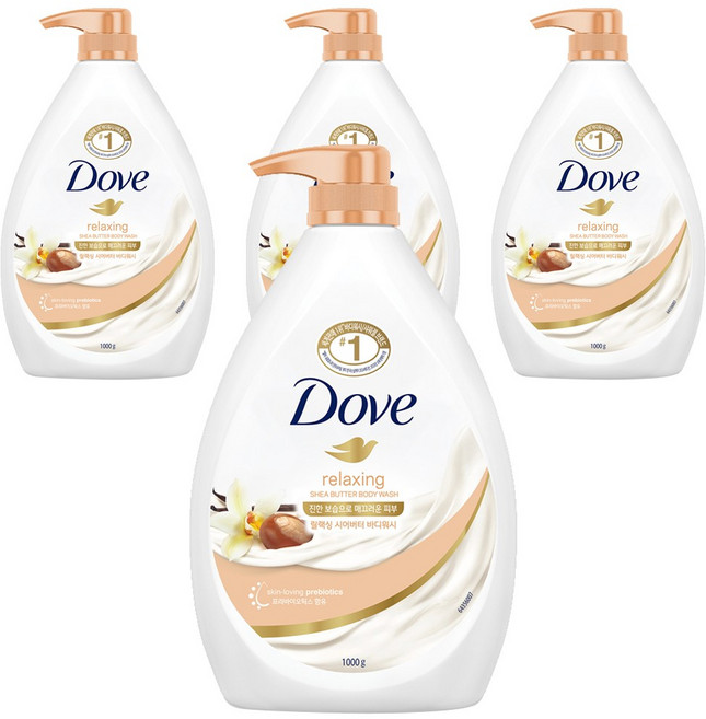도브 릴랙싱 시어버터 바디워시, 1kg, 4개