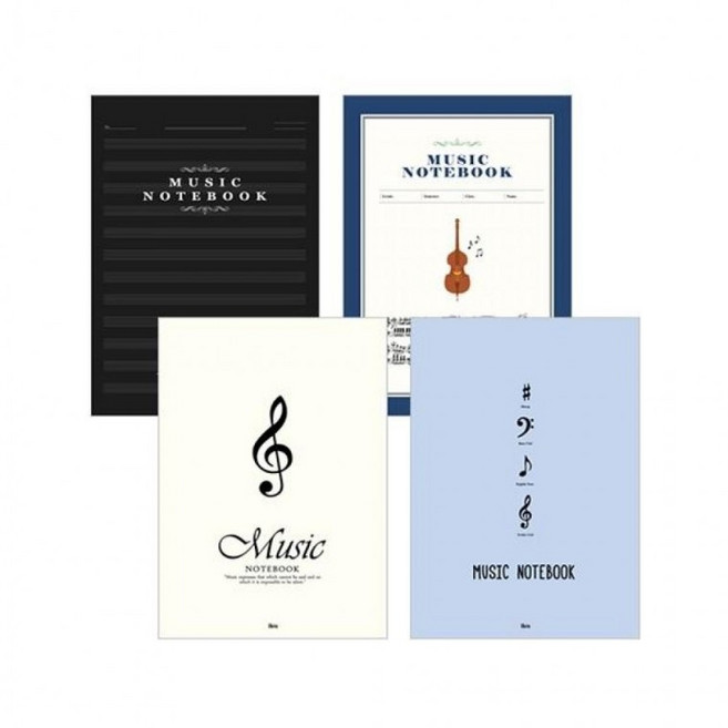 음악 노트 공책 12줄 (10권), 1개, 랜덤