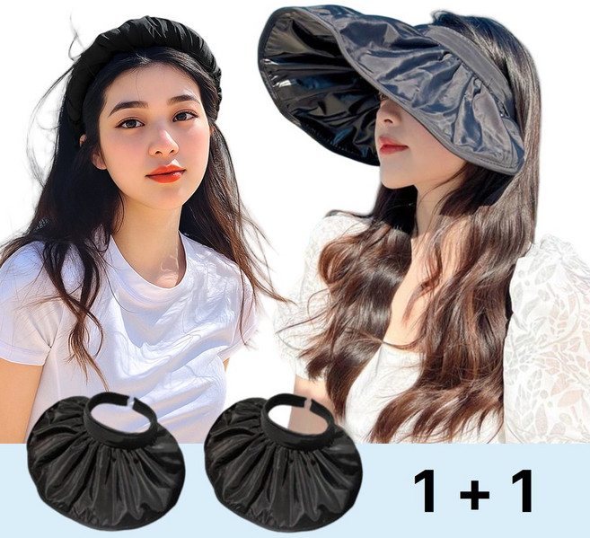 넓은챙 자외선차단 썬캡 접이식 머리띠 겸용 여름모자