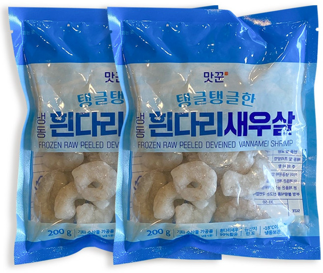 맛꾼 [신선배송] 쫄깃탱글 생 새우살 깐 새우 감바스 칵테일새우 냉동 손질 흰다리새우살, 2개, 200g(71-90)