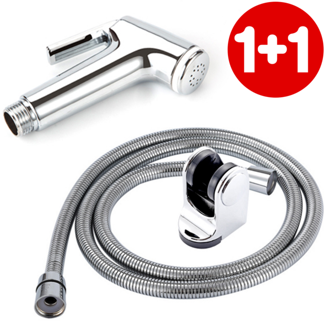 1+1 변기샤워기 호스포함 변기 청소 샤워기 욕실 다용도 스프레이건, 파워클린 변기샤워기 2P, 1개