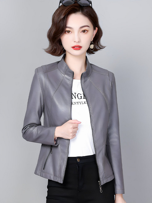 가죽자켓 여성 양가죽 숏자켓 가을 레더 자켓 슬림핏 캐주얼 스타일링 매치 쉬운 외출용