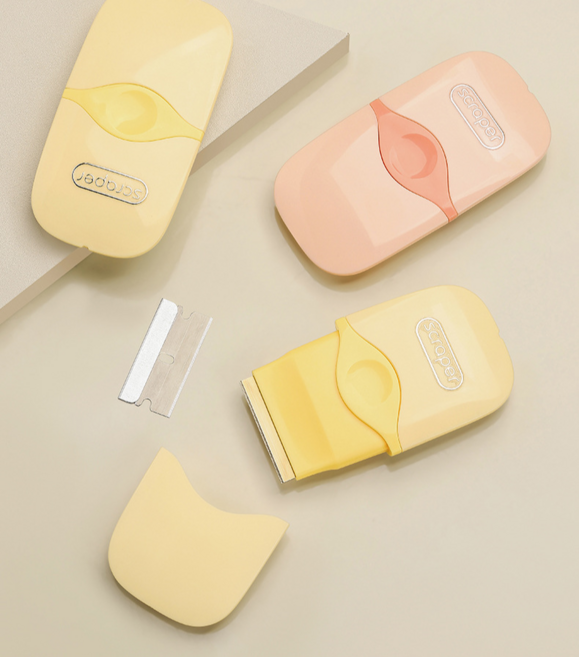 미니 스크래퍼 헤라 벽면 접착 자국 제거용 +리필칼날2개입, 옐로우, 1개