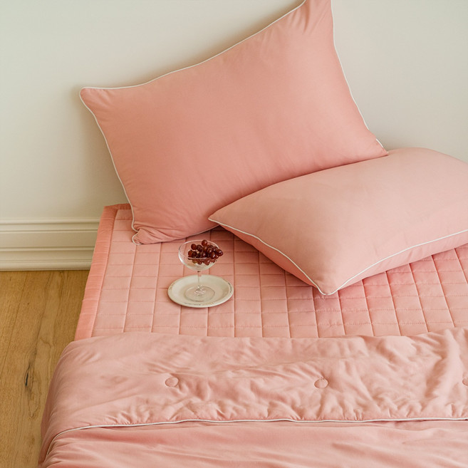 냉감 여름 쿨 베개커버 2p, 피치 살몬