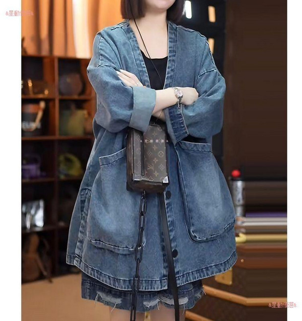 寬鬆大口袋牛仔外套