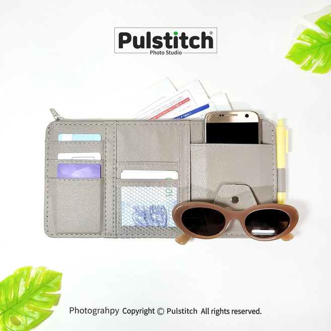 펄스티치 선바이저 카드수납 다용도 지퍼수납형, 그레이, 1개