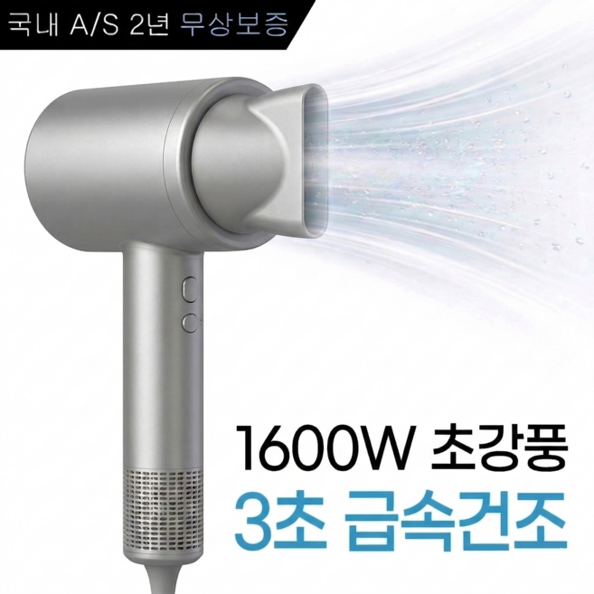 글라우벤 BLDC 저소음 1600W 항공모터 헤어 드라이기, 그레이, DS-2612