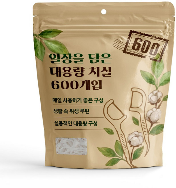일상을 담은 일회용 치실 고강도 휴대용 대용량, 1개, 600개입, 19mm
