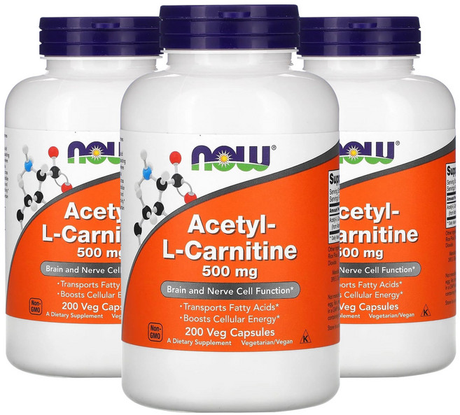 나우푸드 아세틸-L-카르니틴 500mg 베지 캡슐, 200정, 3개