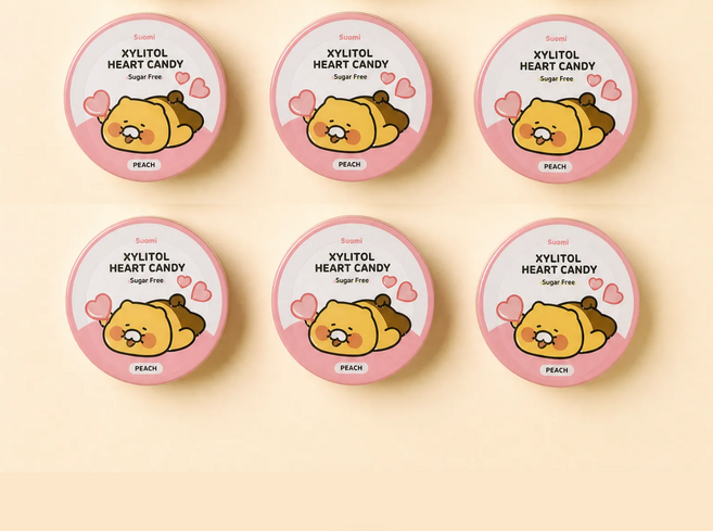 춘식이 자일리톨 하트 캔디 복숭아 핀란드 무설탕 사탕, 40g, 1개