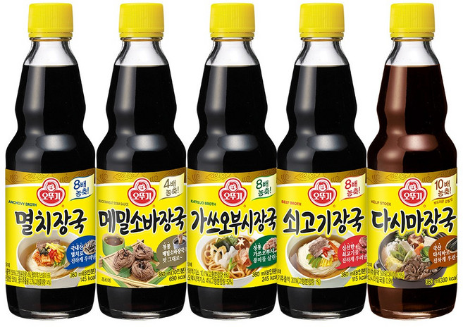 오뚜기 멸치장국+메밀소바장국+가쓰오부시장국+쇠고기장국+다시마장국, 5개, 360ml